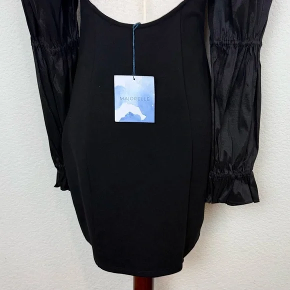 MAJORELLE Dove Long Sleeve Mini Dress in Black - Picture 11 of 15